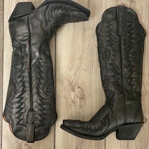 Dan Post Womens Hallie Western Boots Snip Toe 16" Shaft  Black  DP4027  SZ 6.5